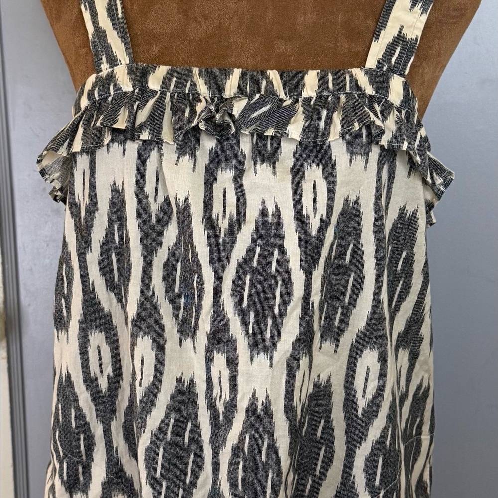 J. Crew Gray and Cream Ruffle Flounce Tank